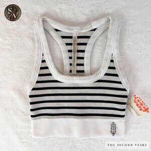FP Movement Go To Striped Sports Bra Women's White Black XS/S NWT Athleisure